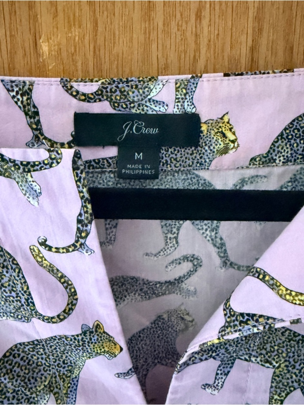 J. Crew Pink Leopard Motif Short Sleeve Top - Picture 2 of 3